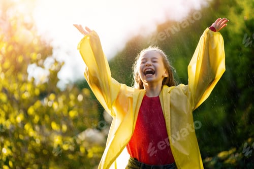 Preview: girl in the rain on an autumn walk