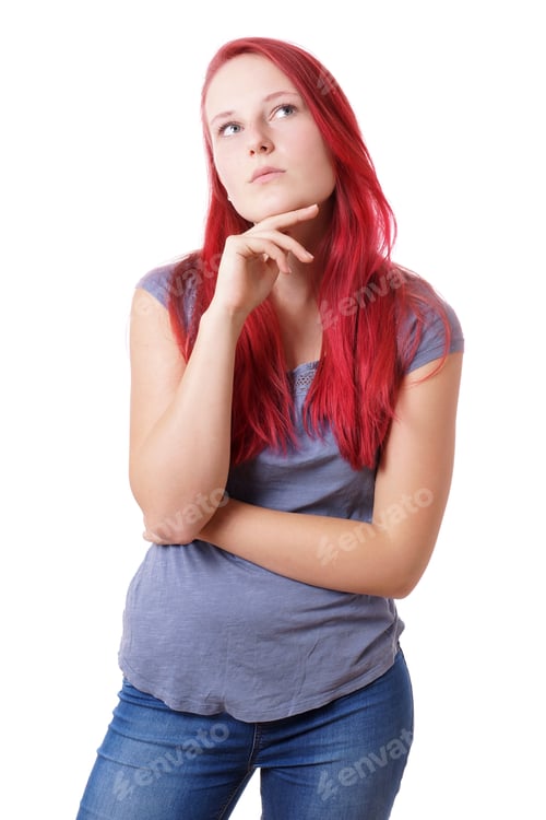 Preview: young woman lost in thought