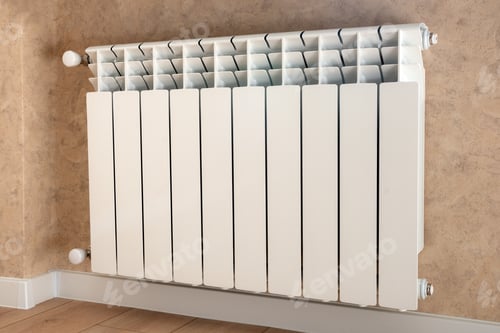 Preview: Multisection heating radiator with taps on the wall