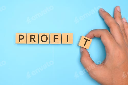 Preview: Profit text on background, Investment strategy and benefits