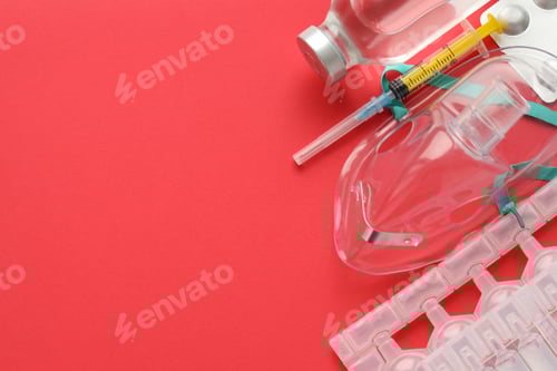 Preview: Medical Equipment on Red Background