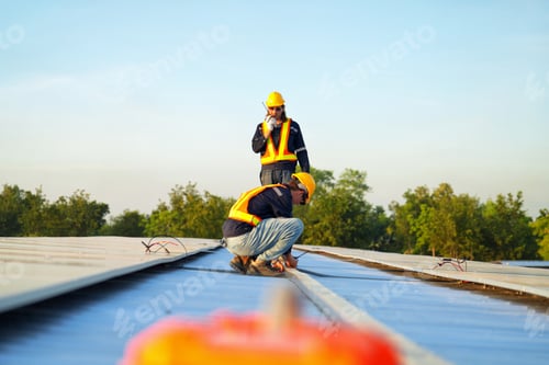 Preview: Professional engineer work to maintenance of photovoltaic panel system. Technician inspection workin
