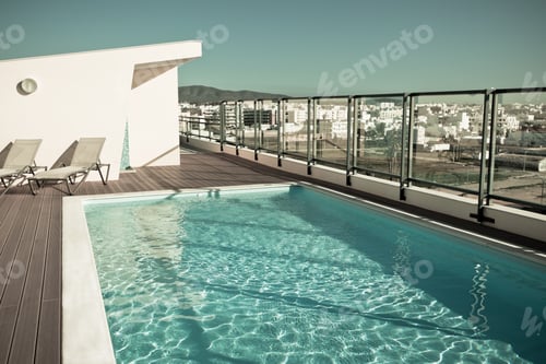 Preview: Outdoor swimming pool at a house roof