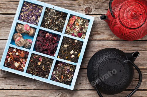Preview: Various tea and teapots