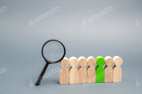 Preview: Team of workers and magnifying glass