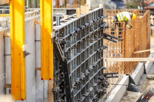 Preview: Construction Worker Assembling Concrete Forms on a Building Site