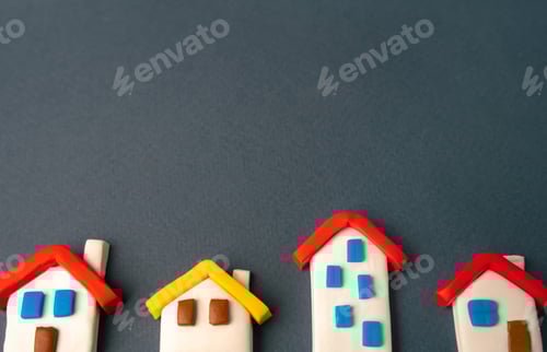 Preview: Colorful Miniature Houses on a Dark Background