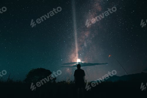 Preview: Milky way and night stars in the fields