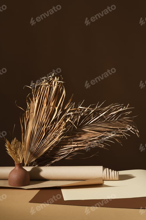 Preview: Vase with dried palm leaves