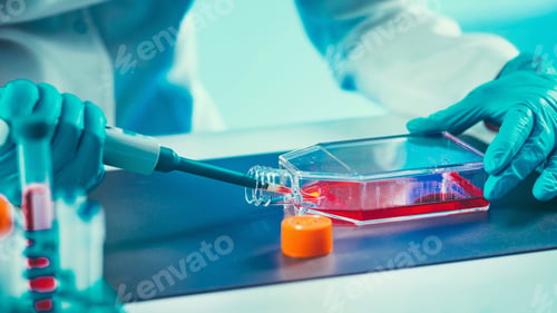 Preview: Biotechnology. Female scientist working in laboratory