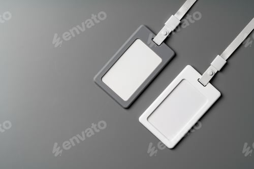 Preview: Blank badges on gray background copy space