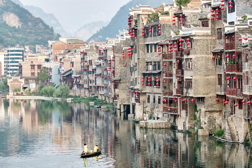 Preview: Waterfront cityscape, Zhenyuan, Guizhou, China