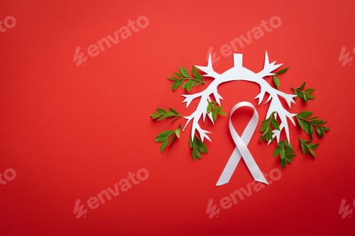 Preview: Lung Cancer Awareness month concept on red background