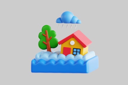 Preview: Toy house with tree and impending rain