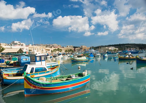 Preview: traditional fishing boats marsaxlokk harbour malta island