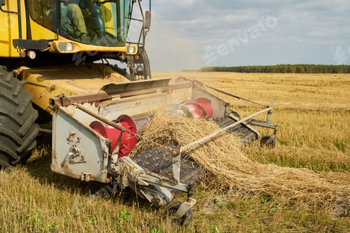 Preview: Modern Combine Harvester Processing Wheat Crop during Harvesting Season