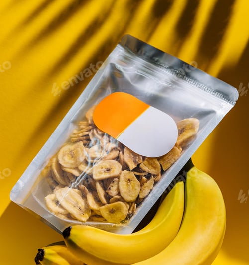 Preview: Pack of dried bio organic healthy banana chips