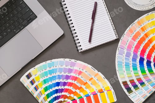 Preview: Overhead view of graphic designer's desk