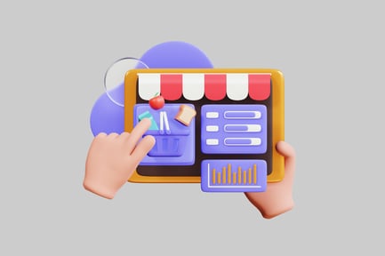 Aperçu: Tablette illustrant l'interface d'achat en ligne