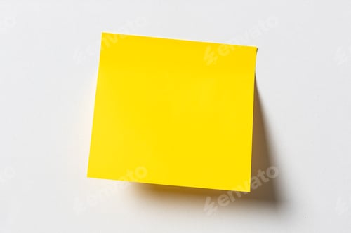 Preview: Blank yellow sticky note on white wall