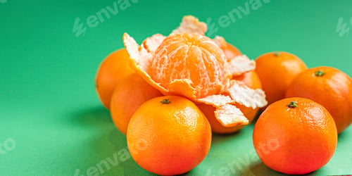 Preview: Orange Tangerine Fresh Juicy Fruits Clementine Ready To Eat On The Table Healthy Snack Top View