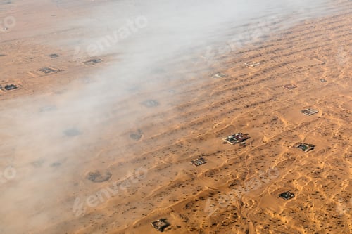 Preview: Aerial view of Dubai deserts with settlements