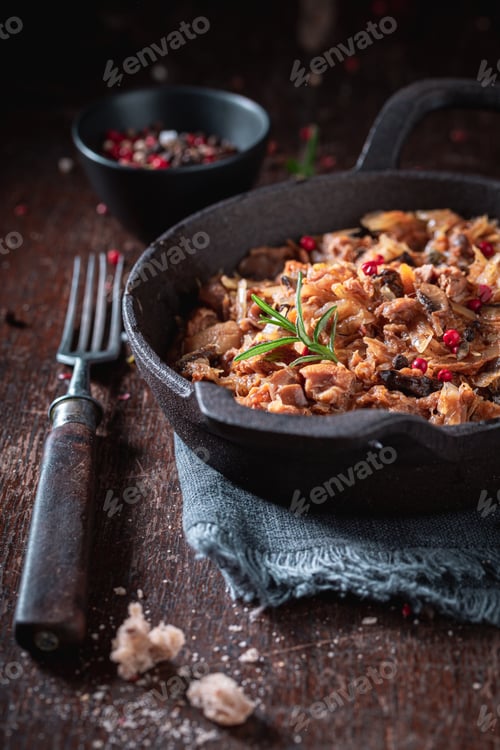 Preview: Homemade stewed cabbage and meat with beef and sauerkraut