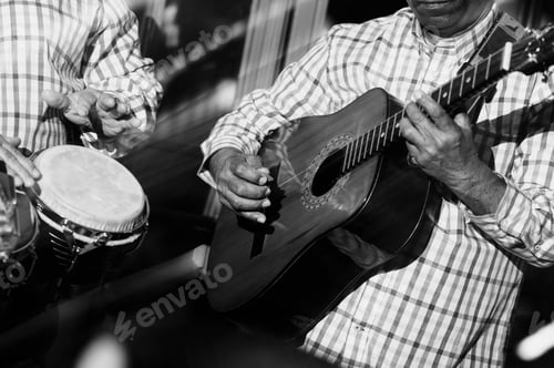 Preview: musician playing guitar in in the night club