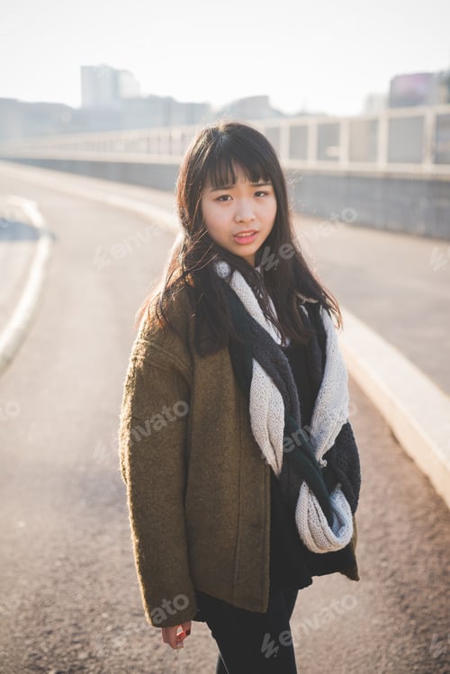 Preview: young beautiful asian hipster woman
