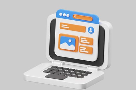 Vorschau: Laptop mit blau-orangefarbener Grafik