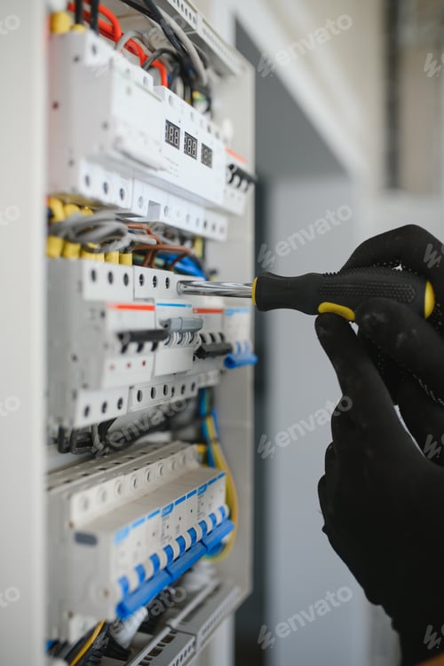 Preview: Close-up of electrician working on circuitry