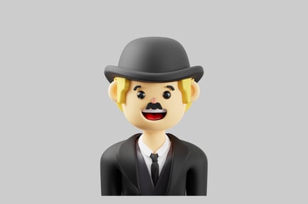 Visualização: Homem de desenho animado com chapéu-coco