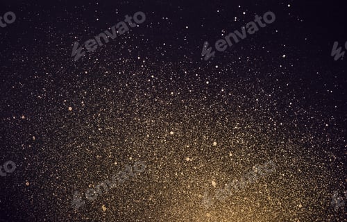 Preview: Festive background with golden shiny paint splashes. Abstract cosmos
