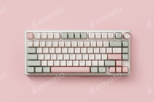 Preview: Modern mechanical keyboard. Minimal style and design keyboard. Custom build keyboard.