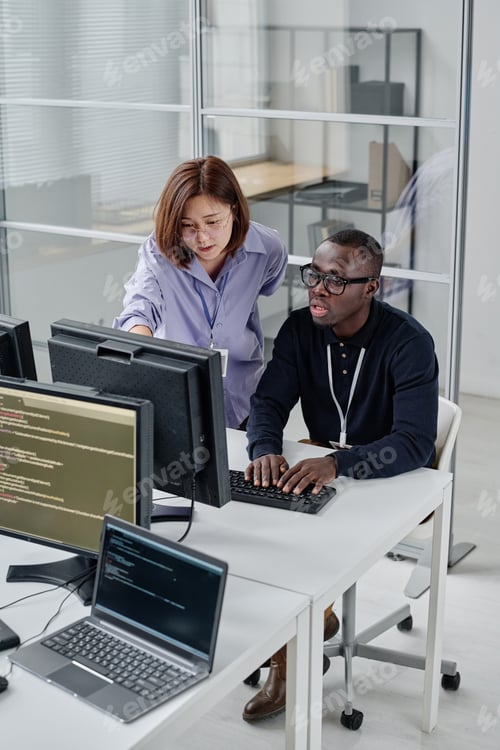 Preview: Colleagues working over new software