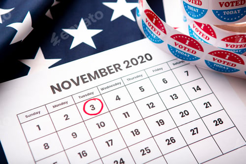 Preview: November 2020 presidential election date on calendar concept