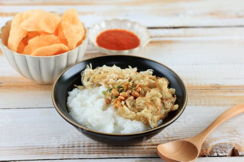 Preview: Bubur Ayam or Indonesia Chicken Porridge, Indonesian Street Food