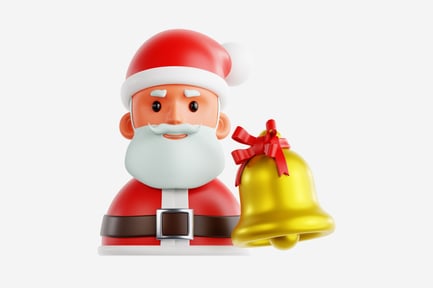 Preview: 3D Santa Claus with Christmas Bell Illustration