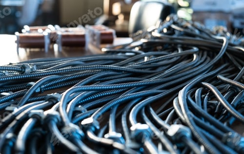 Preview: Huge bunch of metal flexible shield tubes with nuts