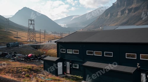Preview: Exploring the scenic landscapes of Longyearbyen in Svalbard with mountains in the distance