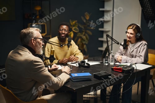 Preview: Man Having Online Podcast In Studio