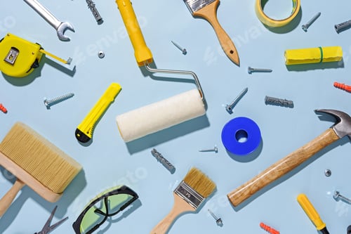 Preview: DIY, maintenance or repair conceot with assorted hand tools