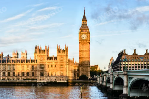 Preview: 54876,Sunrise shining on Big Ben, London, United Kingdom