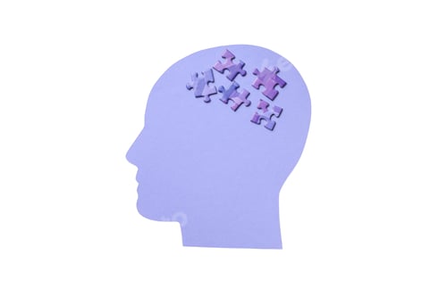 Preview: Puzzle pieces represent mental problem-solving, on white background