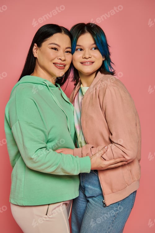 Preview: Harmony in pink: two women embracing unity