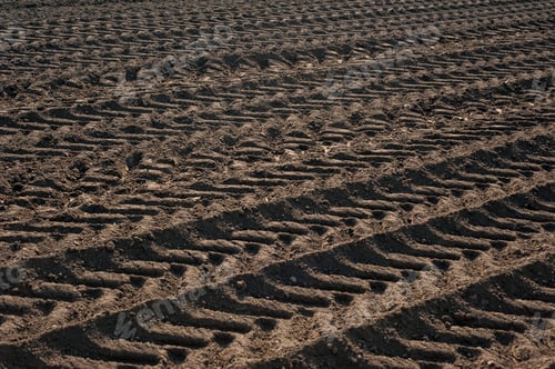 Preview: agricultural field during the preparation of the land for sowing, traces of traktor tires