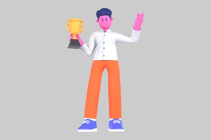 Preview: Winning cartoon character with trophy