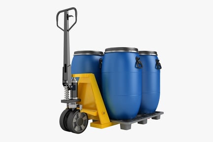 Aperçu: Transpalette robuste avec barils