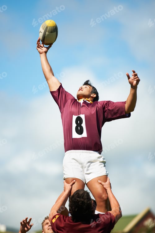 Preview: Shot of a young rugby player catching the ball during a lineout