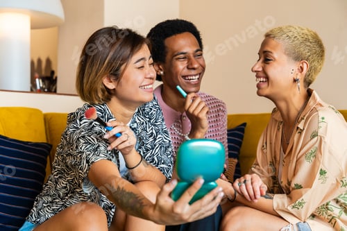 Preview: Group of friends bonding at home, LGBTQ and diversity concepts